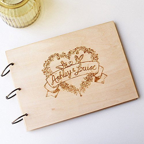 Custom anniversary Love Wedding Guest Book Heart Couple Rustic Wedding Guest Book