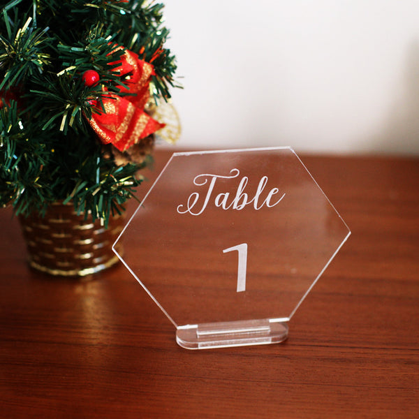 Acrylic Clear Table Numbers -wedding Standing Numbers, Clear Acrylic table Decor, table Centerpieces, Hexagon table number