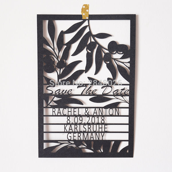 Customized OLIVE BRANCH save the date laser cutting invitation cards