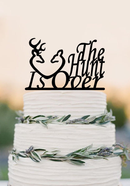 The Hunt is Over Cake Topper Deer Cake Topper-Antler Cake Topper,Deer Cake Topper,Engagement Topper
