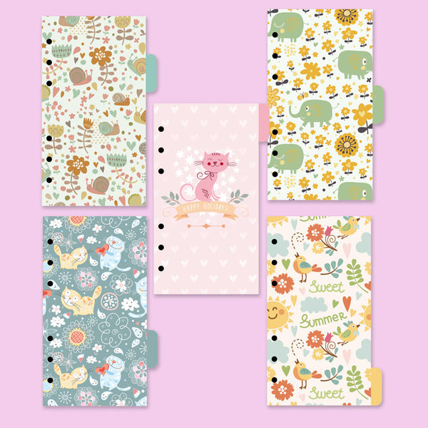 Cute animals dividers/A5 index/ Personal size planner dividers/Dashboard/ Filofax diviers