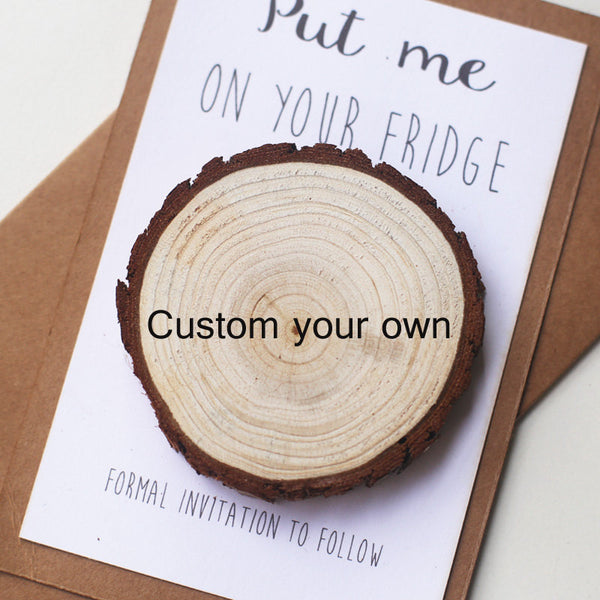Custom save the date wood magnets