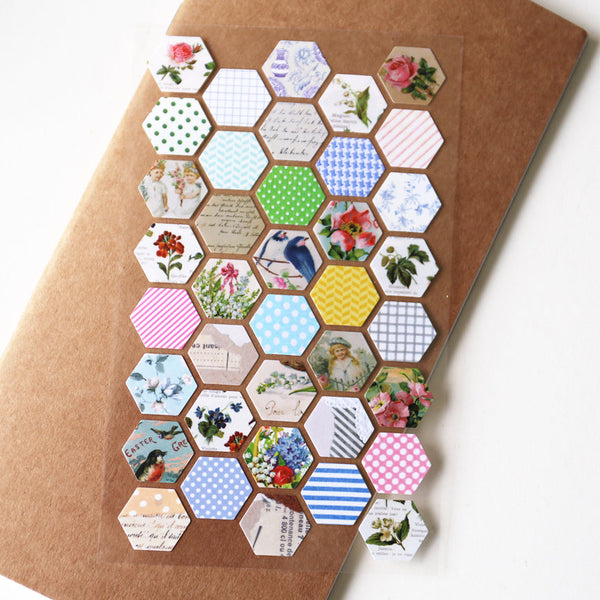 Hexagon Stickers / Clear Labeling Sticker / Planner Stickers/ Filofax Stickers/Lap top stickers/Scrapbook Sticker