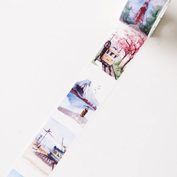 40mm x 8m Japan Building Landmarks Washi Tapes/ city Washi Tape/Decorative Stickers / Masking tape/ japanese washi tape/Planner tape/OT070