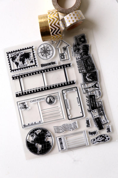 Adventure Clear rubber Stamps/Planner Stamps/Stamp Set/travel Stamps/Planning accessory/