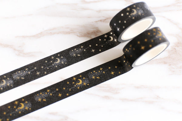 Star and moon Washi Tape/silver foil Washi tape/ Masking tape/ japanese washi tape/Planner Supplies/OT085
