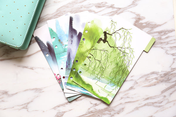 Willows Planner Dividers/A5 dividers /Personal dividers /Planner divider set /Filofax dividers /landscape painting dividers