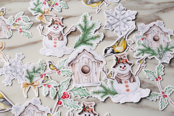 Snowmans Stickers set/Christmas tree Planner Stickers/ house stickers /Filofax Stickers/Lap top stickers/Scrapbook Sticker