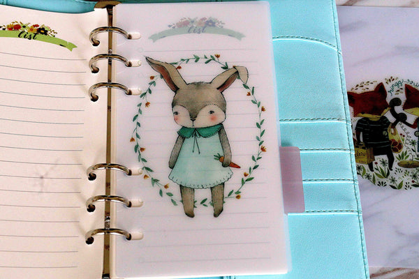 Set of 5 foxs in Farm Planner dividers/cute bearA 5 size plastic planner dividers/fox Pig bear index dividers /animals planners dividers