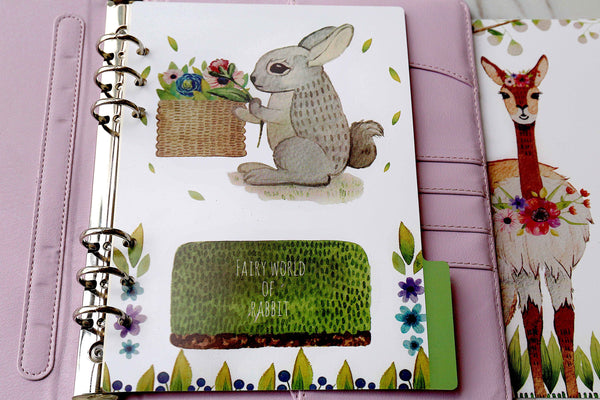 Set of 4 Rabbit Planner dividers/Deer A5 size paper planner dividers/bear planners dividers/cute horse planner dividers