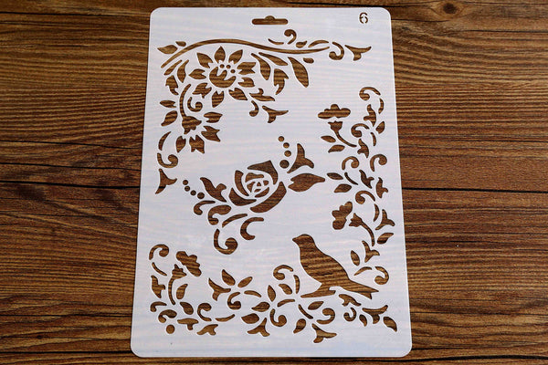 Bird Stencil/ Leaf, Flower Stencil/Planner Stencil, masking stencil /Bullet Journal Stencil,Stencil Template, planner supplies,