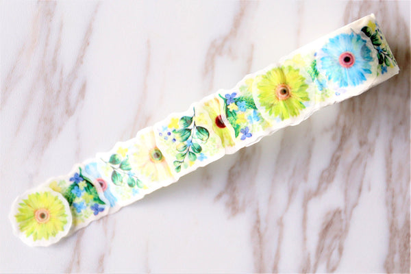 Yellow & Oange Daisy Washi Tape/ plower petal Striped Washi tape / flower Masking tape/ japanese washi tape/Planner Supplies