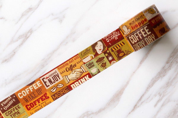 Retro Poster Wide Washi Tape / Coffee Washi tape/Retro Japanese stationery /wide washi tape/drink washi tape/T129