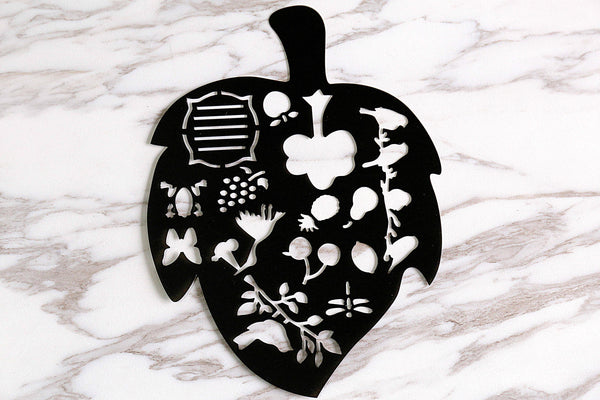 Leaf Stencil / Black Plastic /Nature-Themed Stencil/Bullet Journal Stencil/Bird Stencil/Fruit Stencil/Stork Stencil