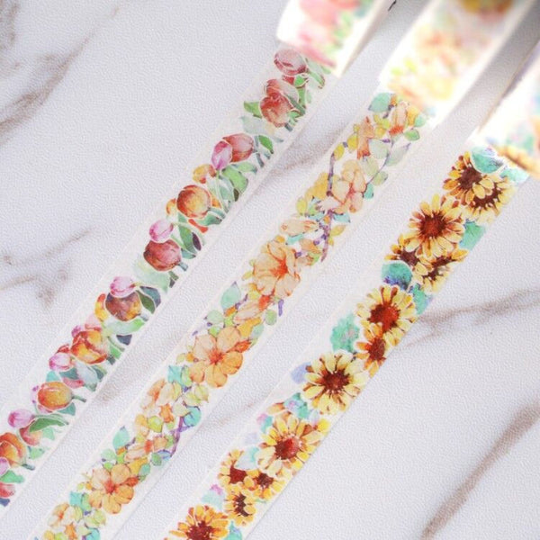 set of 3 Yellow & Orange Flower Washi Tape/Chinese trumpet creeper washi tape /Sunflower Washi tape/Tulips washi tape/Planner Supplies