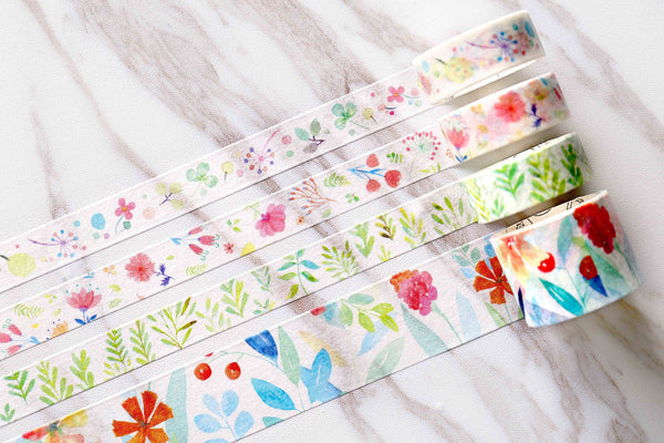 Set 4 Rolls flowers Washi Tapes/Spring Flowers Washi Tape /Floral Washi Tape/Nature Washi Tape/garden washi tape
