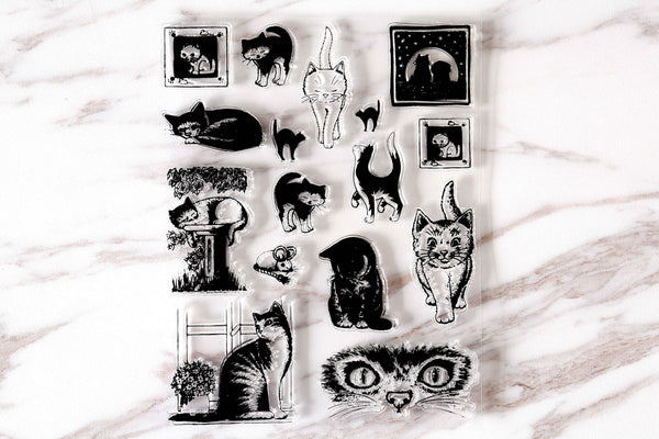 Cats Clear Stamp/ Acrylic stamp/ transparent stamp/Planner Stamps/Stamp Set/travel Stamps/Planning accessory/