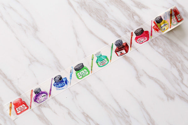 Calligraphy Pen & Ink Washi Tape /Pen and Ink Washi Tape/colorful Ink washi tape/Planner Sticker/