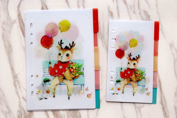 Set of 5 deers Planner dividers/Hot Air Balloon A5 /persona lsize Plastic planner dividers/tea cup Dashboard/index dividers