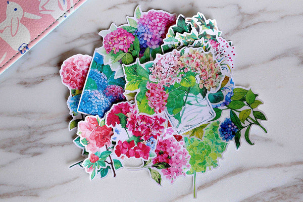 hydrangeas flowers stickers/ leaves Stickers/ plants Stickers/Lap top stickers/Scrapbook Sticker/