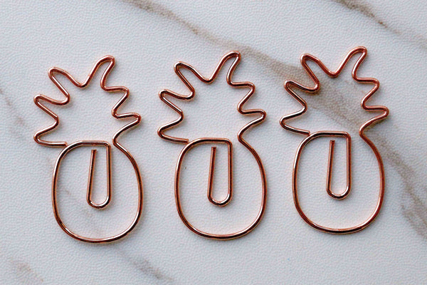 3pc Pineapple Planner Paper Clips, rose gold bookmarks Metal Paper Clip /Binder Clips, Office Supplies, Midori Clip Planner Accessories