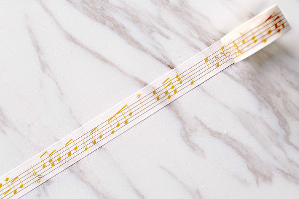 Musical Notes Washi Tape/Yellow and White Masking tape/ Musical Planner Tape/japanese washi tape/Planner Supplies