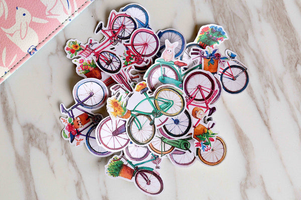 Bicycle Planner Stickers/ flowers Stickers/ Filofax Stickers/colorful Bicycle Planner Stickers /Floral Scrapbook Sticker/cute stickers