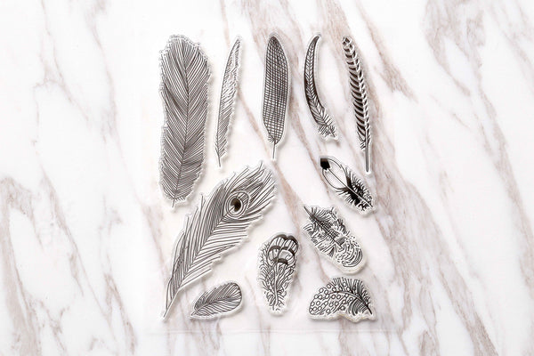 Feather Clear Rubber Stamp/cute feather Clear Stamp/feather transparent clear stamp/birthday gift clear stamp