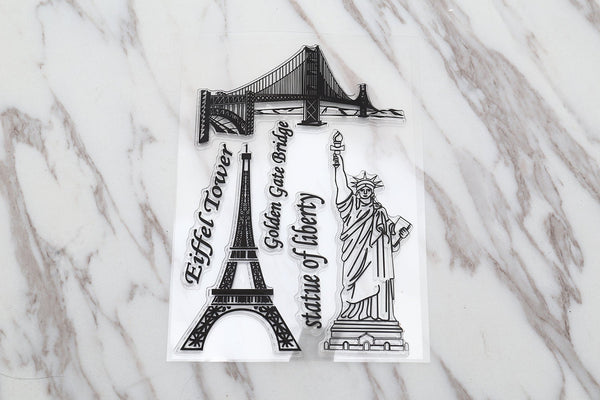 Eiffel Tower clear stamp /Golden gate bridge Transparent Stamp/ Eiffel Tower Rubber Stamps/statue of liberty travel clear stamp