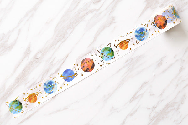 Galaxy Washi Tape/planets in space washi tape /Striped Washi / gold foil Masking tape/ japanese washi tape/Planner Supplies/OT019