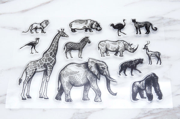 Animal Kingdom Stamp, Zoo Clear Transparent Stamp, lions Animals Stamp, Planner Bullet Journal, Elephant, Giraffe,bird,zebra clear stamp