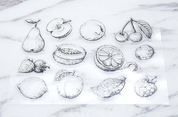 Fruits rubber clear Stamp/ Illustration Stamp/ Herbs transparent Stamp/ Food clear Stamp/ Orange transparent Stamp/ Lemon clear Stamp