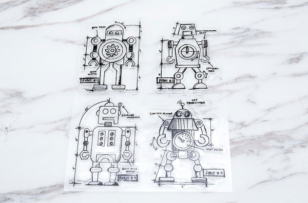 Robots clear Stamp / Anonymous - Tim Holtz clear stamp /robots transparent stamp /rubber stamp