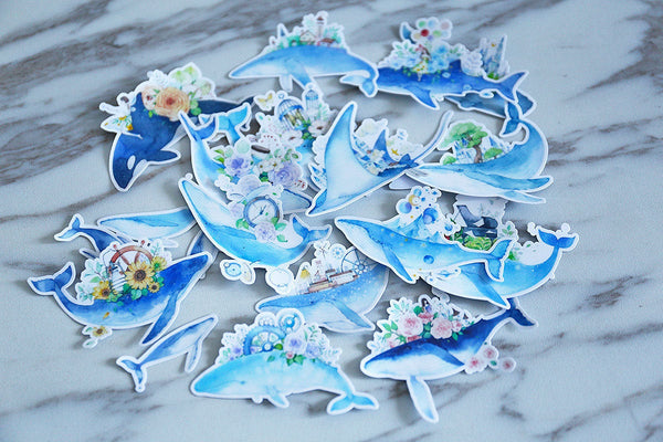 Sharks stickers / blue Shark Stickers/ Filofax Stickers/blue Shark stickers/Floral Scrapbook Sticker