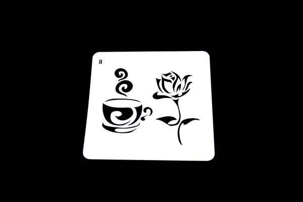 Coffee and flower Stencil / flower Bullet Journal Stencil/Notebook Stencil /Bullet Journal Stencil/ plastic Stencil