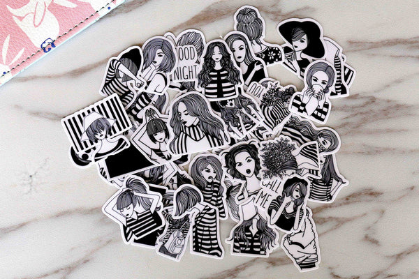 beautiful girls Planner Stickers/unique hairstyle sticker set// Filofax Stickers/Lap top stickers/Scrapbook Sticker