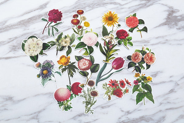 Retro flowers stickers/botanic stickers/planner stickers/scrapbooking stickers/sunflower stickers