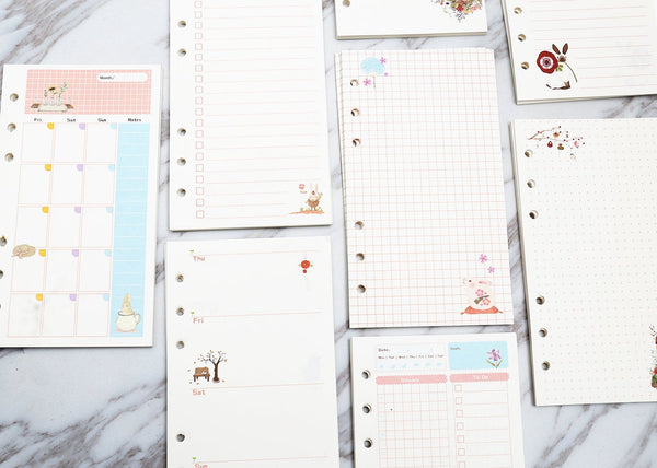 80 pages personal Planner Inserts /flowers planner insert /personal size blank /to do /line /daily /dot /monthly/grid/weekly planner insert