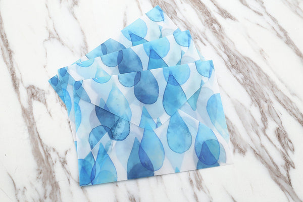 Blue Teardrop clear envelopes /vitage clear Envelopes /Teardrop Clear Envelopes /A2 Glassine Envelopes