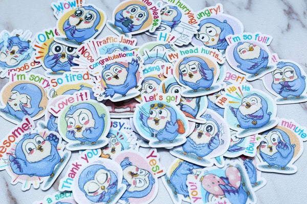 blue cute penguin Stickers set/beautiful penguin Planner Stickers/ Filofax Stickers/Lap top stickers/Scrapbook Sticker