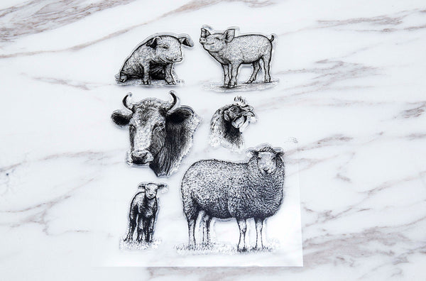 sheep clear Stamp/animal Rubber Stamp/Goat Clear Transparent Stamp/ pigs clear stamp / rooster clear stamp