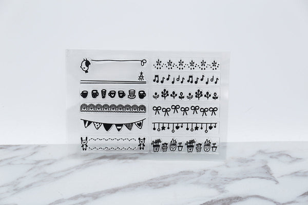 Banners clear stamp /flag Stamp, banner, Planner, music, cup, bird,Bullet Journal Stamp, flower stamp, cute stamp