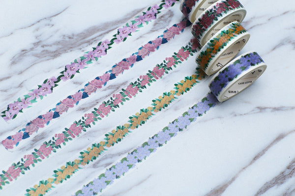 Set of 5 Flowers Washi Tape/pink rose Washi Tape/Plants Washi Tape/puple flower washi tape/ / Leaf washi tape
