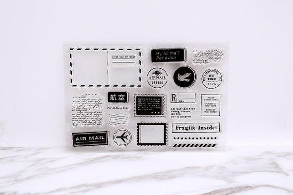 Airmail post card clear Stamp/ Postage Rubber Stamp/Airmail Par Avion Clear Transparent Stamp/ Fragile, Issue