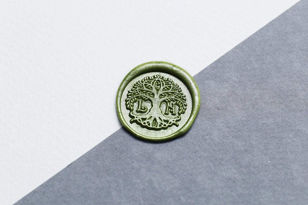 Two Initials with Tree Wax Seal Stamp/ Custom Initials Wedding seal stamp/Wax Stamp Kit/