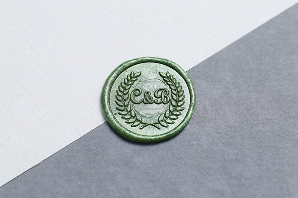 Two Initials with Olive Leaves Wax Seal Stamp/ Custom Initials Wedding seal stamp/Wax Stamp Kit/