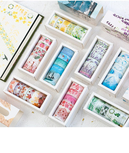 Blue Sky Washi Tapes/5 rolls starry sky Washi Tape Gift Box/Washi tape Set/ Star,leaves,flower Washi tape/ japanese washi tape/planner tape