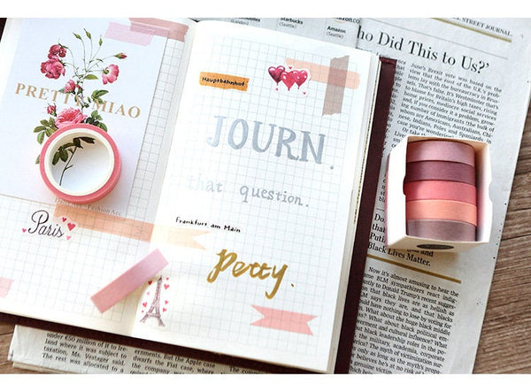 Rainbow deco Washi Tapes/5 rolls assorted color Washi Tape Gift Box/Washi tape Set/ forest Washi tape/ japanese washi tape/planner tape