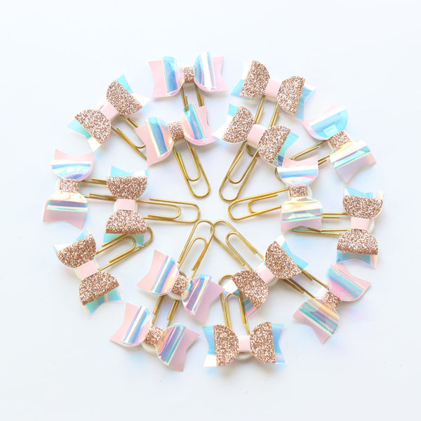 Bow Paper Clips,Gold Glitter Metal Paper Clip,Binder Clips, Office Supplies,Planner Accessory