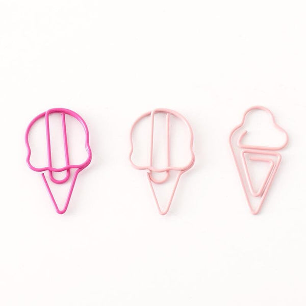 20 psc Ice Cream Paper Clips/Cute Girl Heart Paper Clips/pink bookmarks Metal Paper Clip,Binder Clips/Office Supplies/Planner Accessories